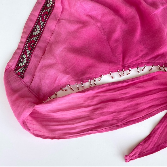 Le Chateu Tie-up Beaded Bandeau Crop Top - Picture 6 of 17